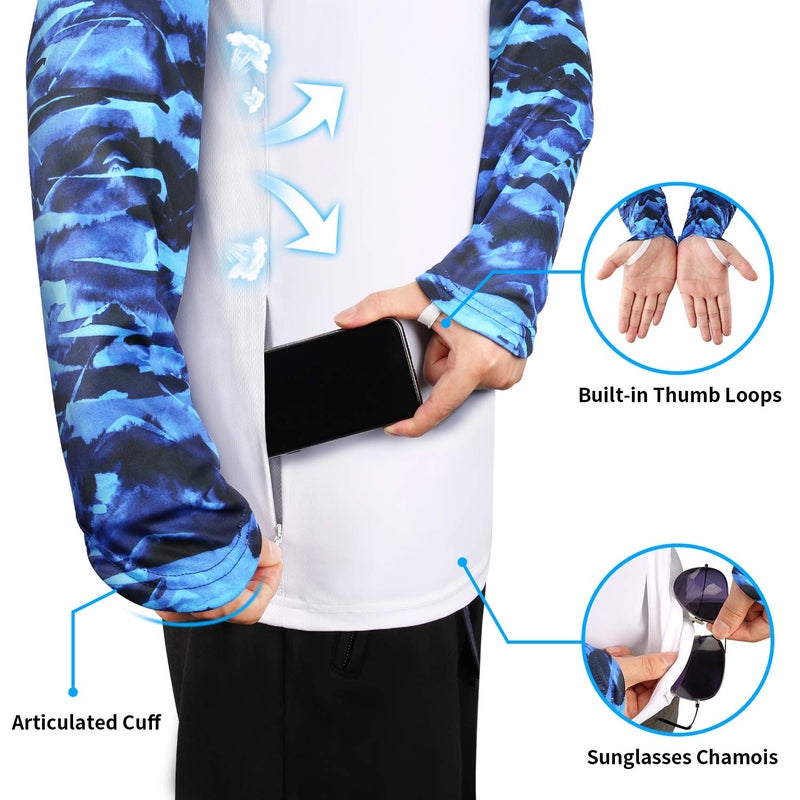 Palmyth Fishing Shirt for Men Long Sleeve Sun Protection UV UPF 50+ T-Shirts with Pocket (Sailfish/Anchor, XXX-Large) - Image 3